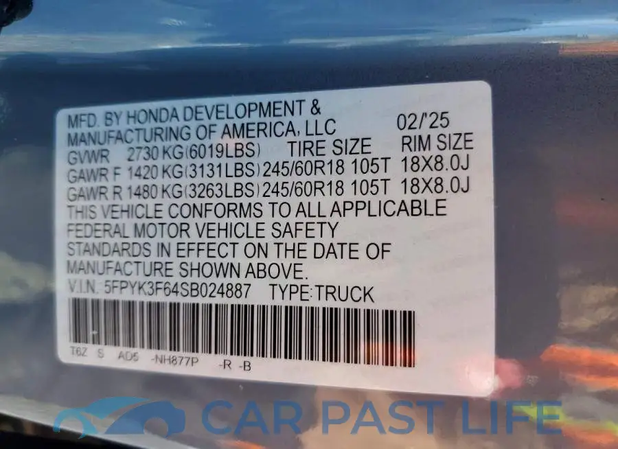 5FPYK3F64SB024887# 13