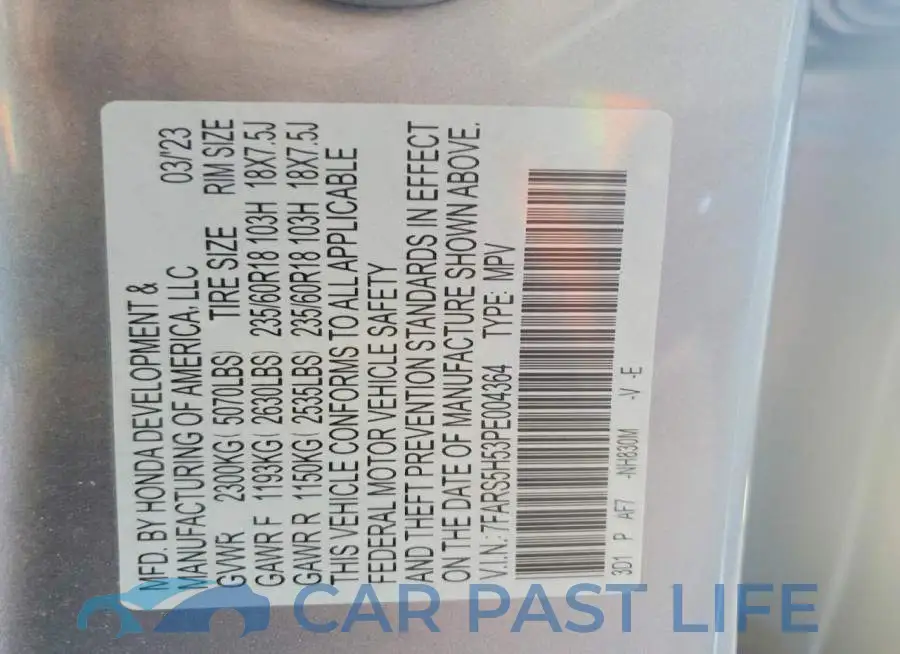 7FARS5H53PE004364# 13