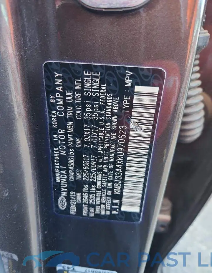 KM8J33A4XKU970623# 12