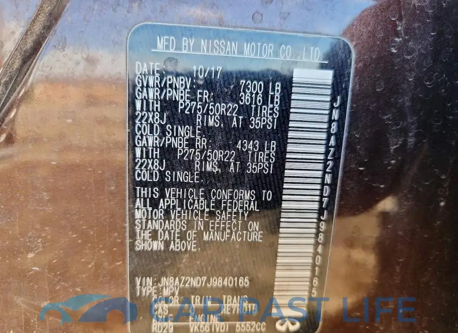 JN8AZ2ND7J9840165# 13