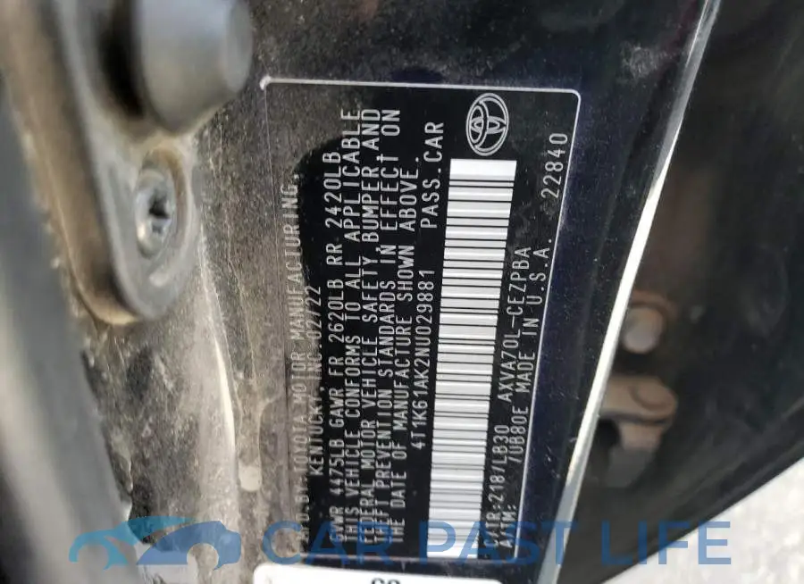 4T1K61AK2NU029881# 13