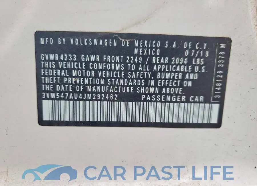 3VW547AU4JM292462# 13