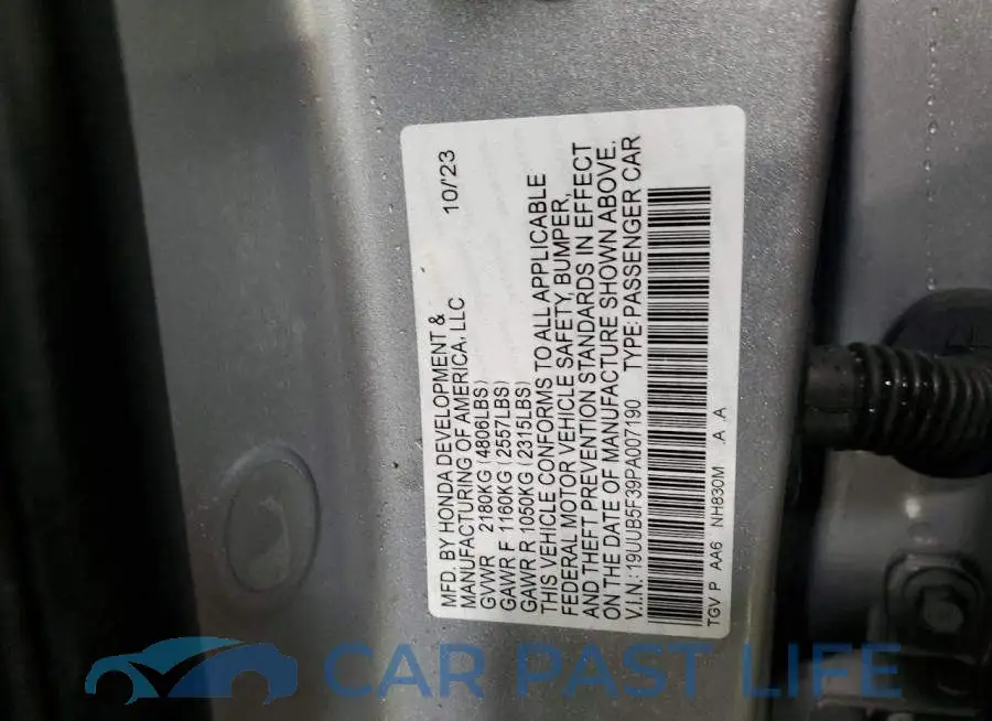 19UUB5F39PA007190# 12