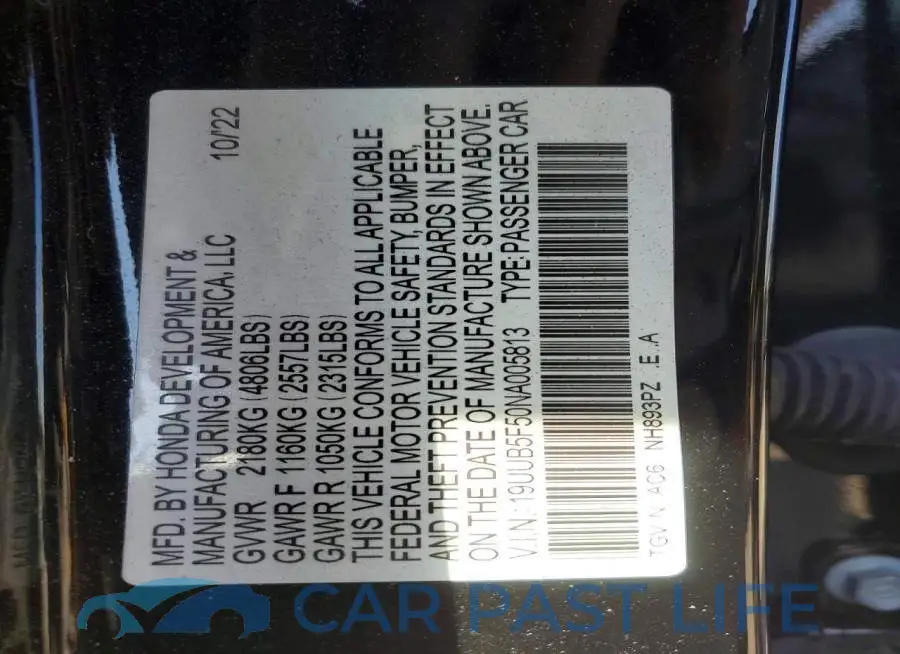 19UUB5F50NA005813# 12