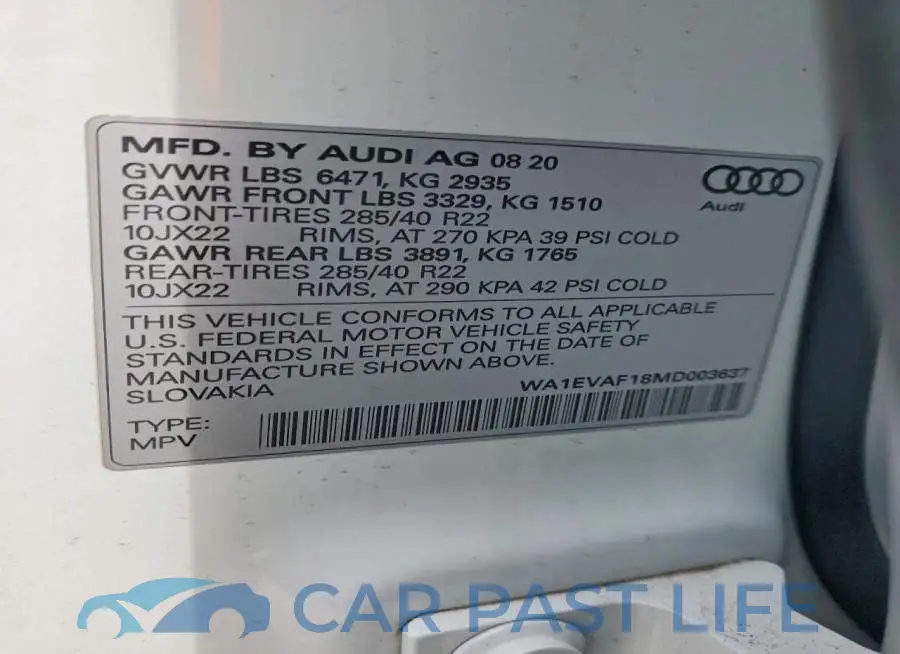 WA1EVAF18MD003637# 13
