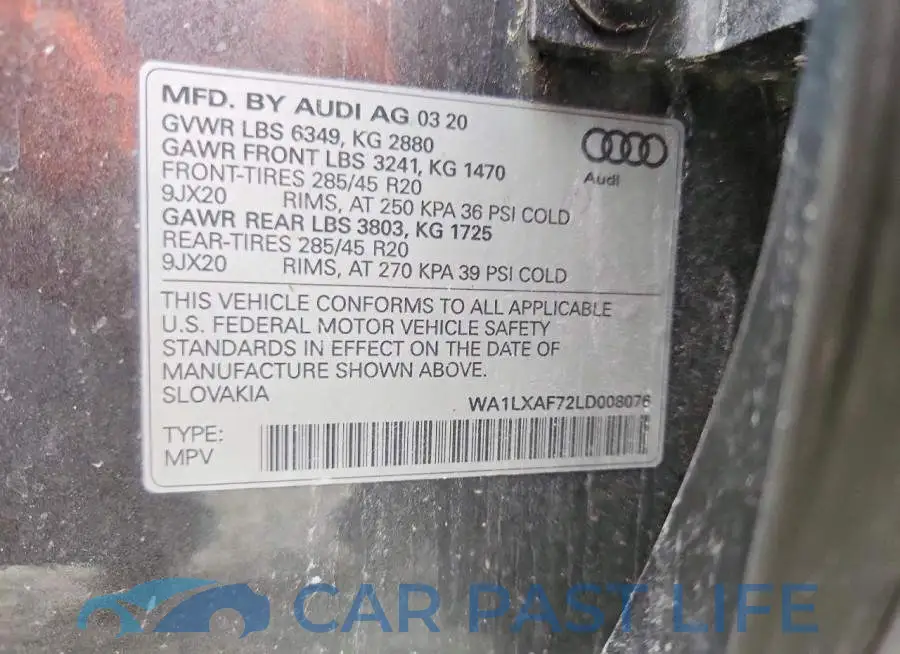 WA1LXAF72LD008076# 13