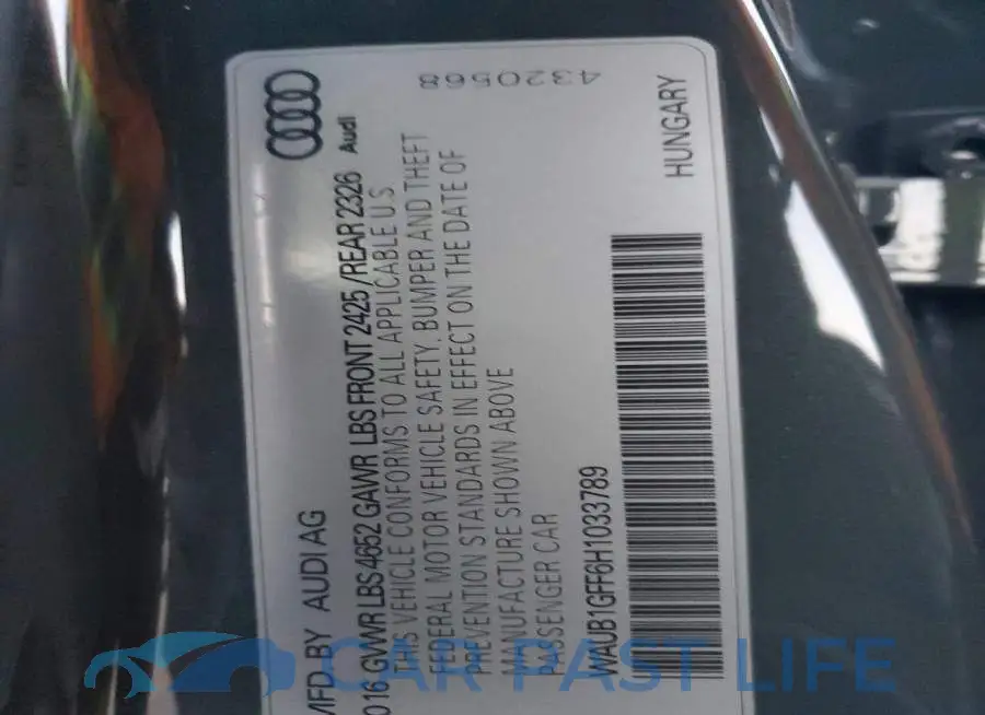 WAUB1GFF6H1033789# 12