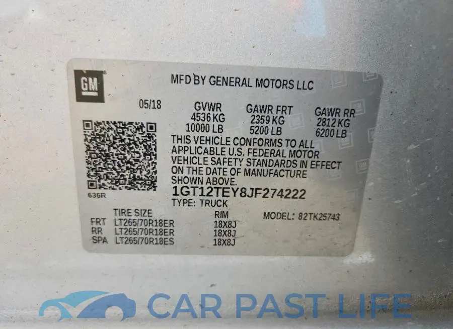 1GT12TEY8JF274222# 12