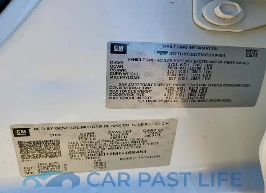 3GTU9CED7MG169454# 12