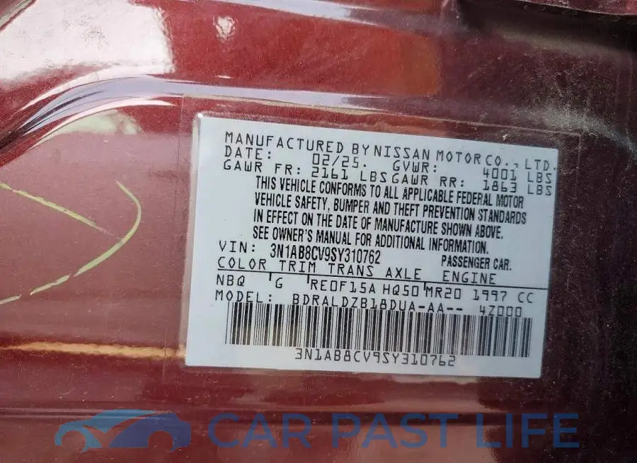 3N1AB8CV9SY310762# 12
