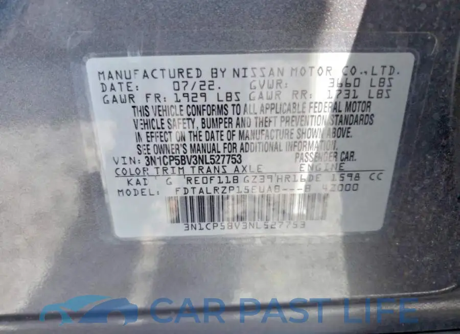 3N1CP5BV3NL527753# 13