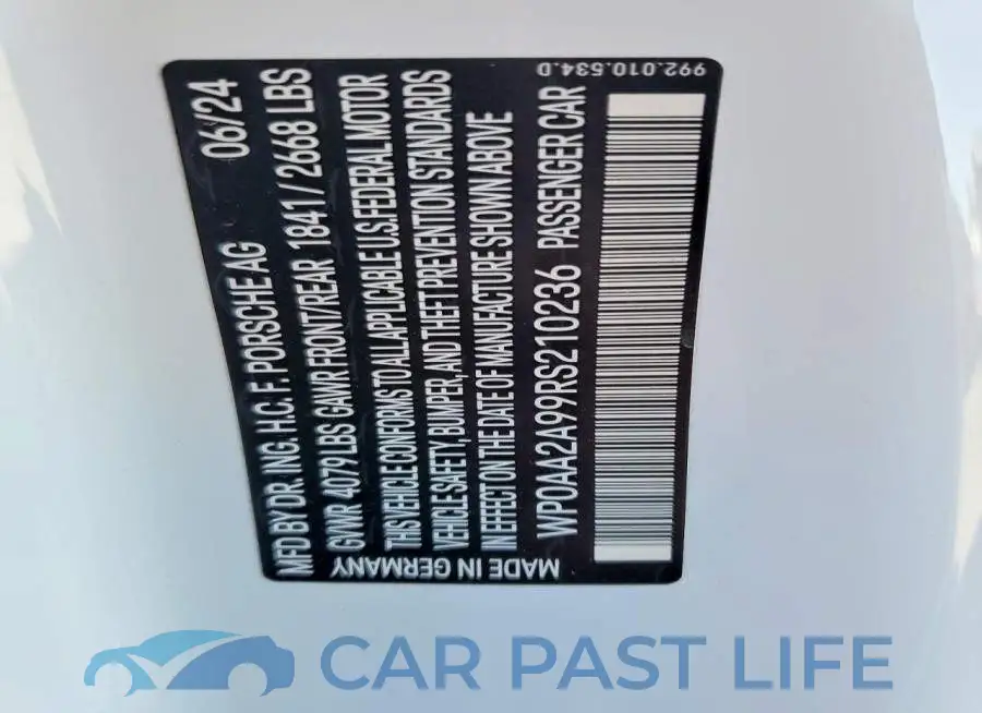 WP0AA2A99RS210236# 12