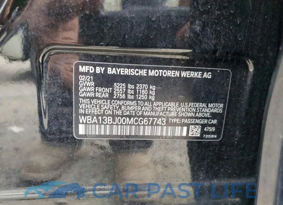 WBA13BJ00MCG67743# 12