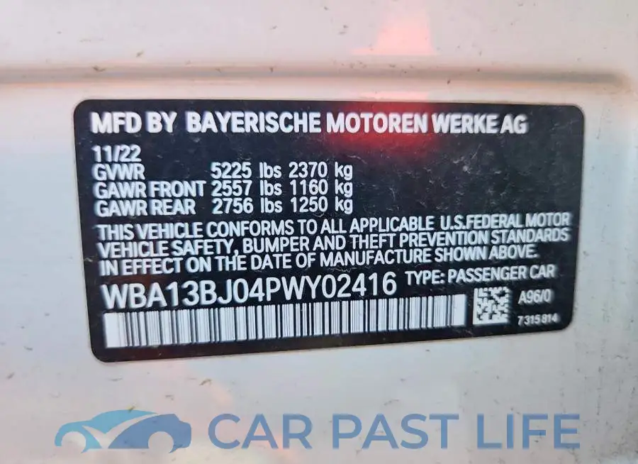 WBA13BJ04PWY02416# 12