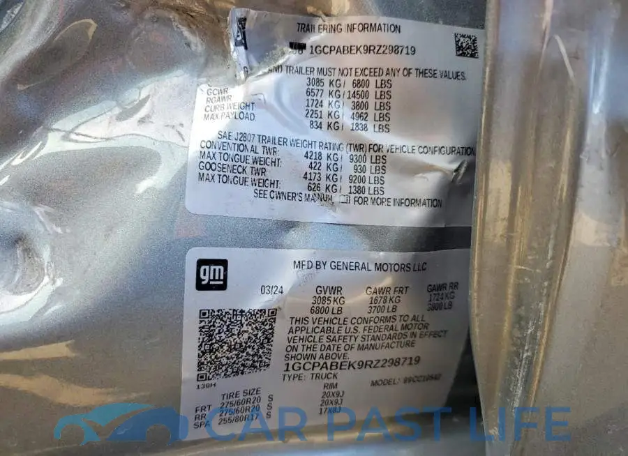 1GCPABEK9RZ298719# 12