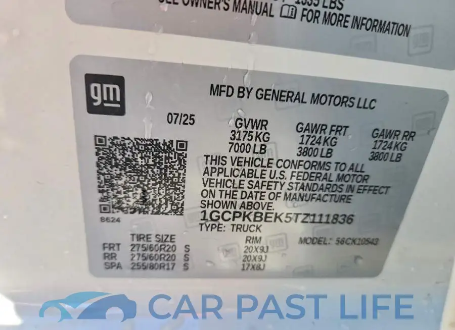 1GCPKBEK5TZ111836# 12