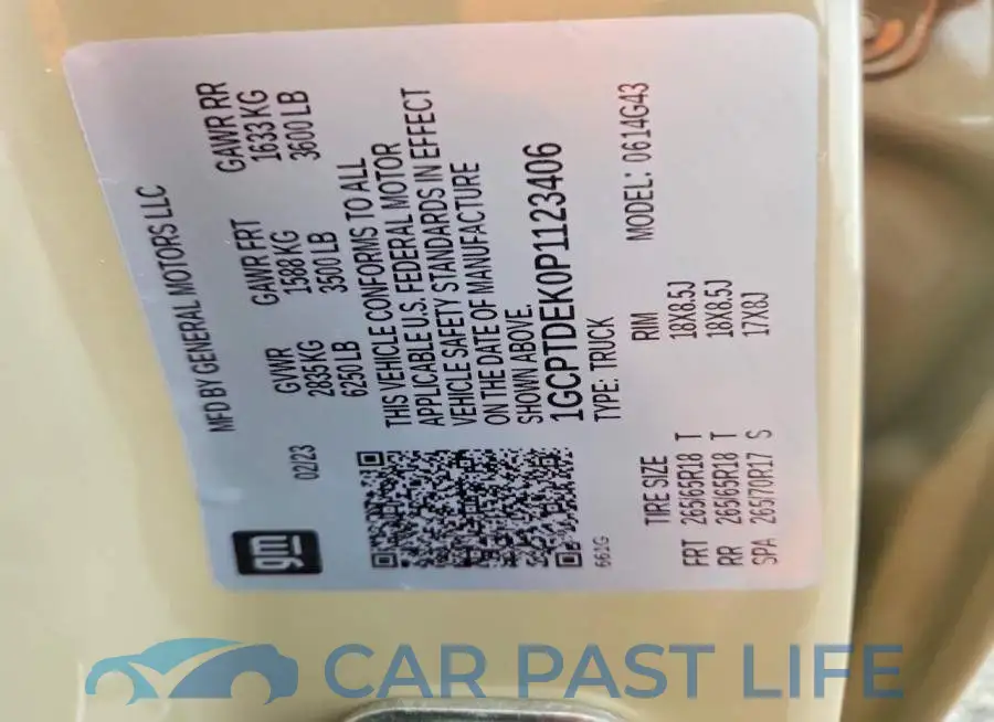 1GCPTDEK0P1123406# 12