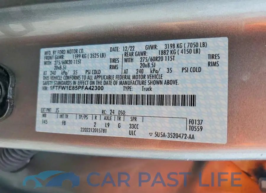 1FTFW1E85PFA42300# 13