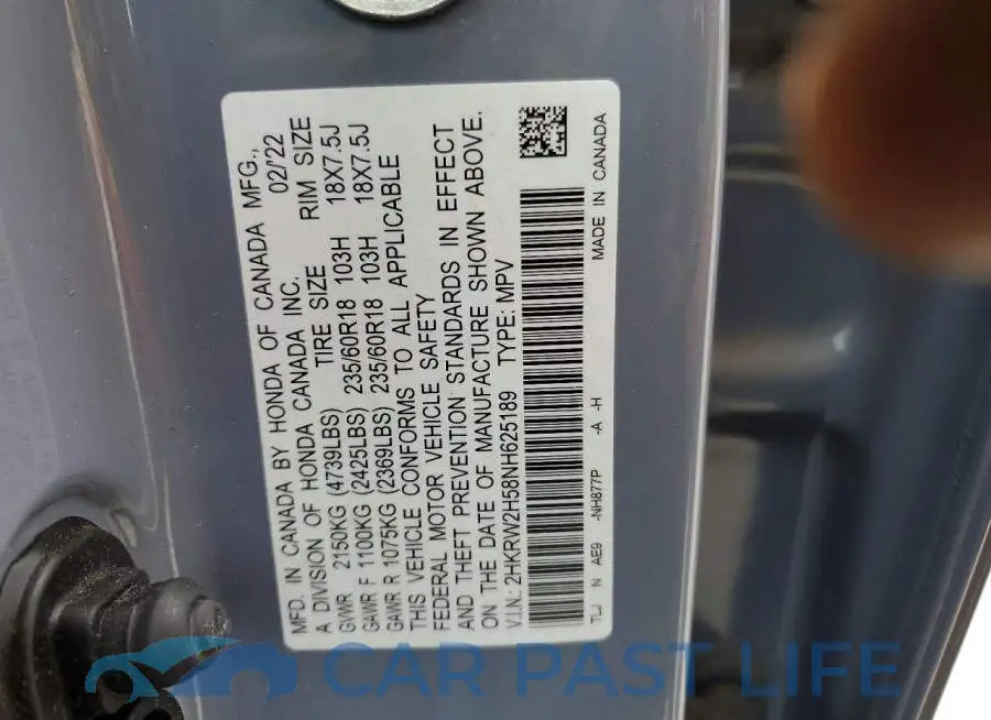 2HKRW2H58NH625189# 13