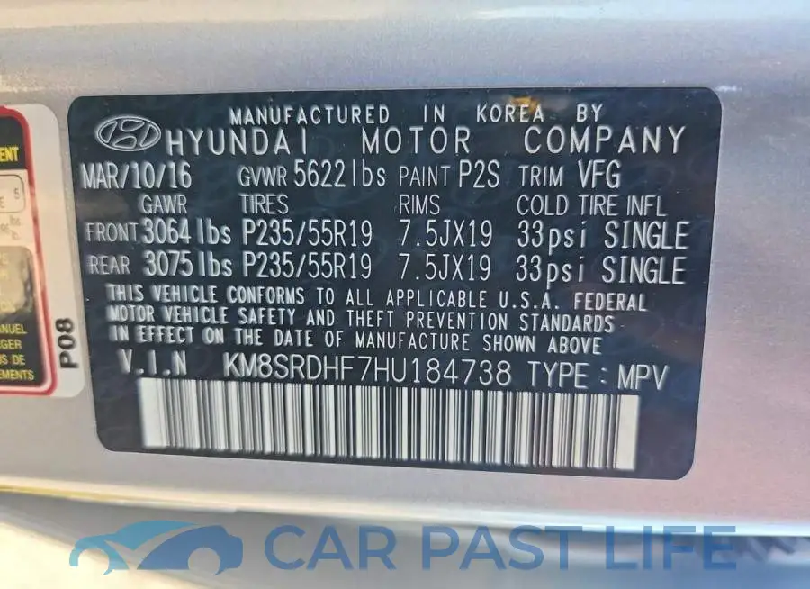 KM8SRDHF7HU184738# 13