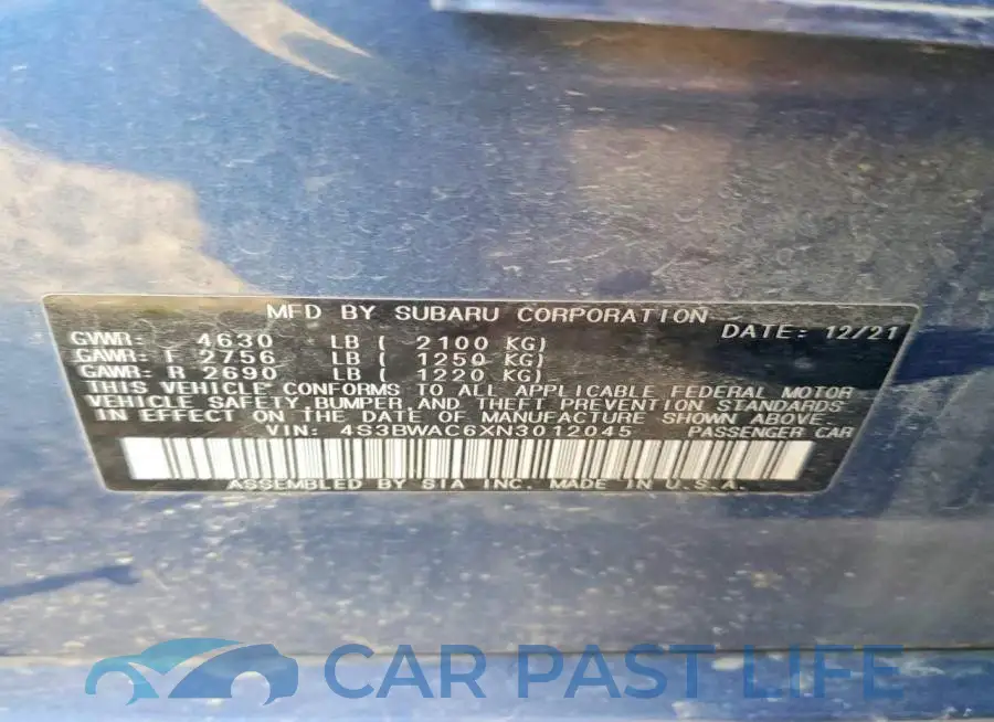 4S3BWAC6XN3012045# 12