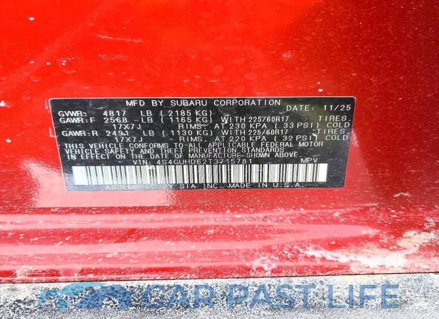 4S4GUHD62T3715781# 13