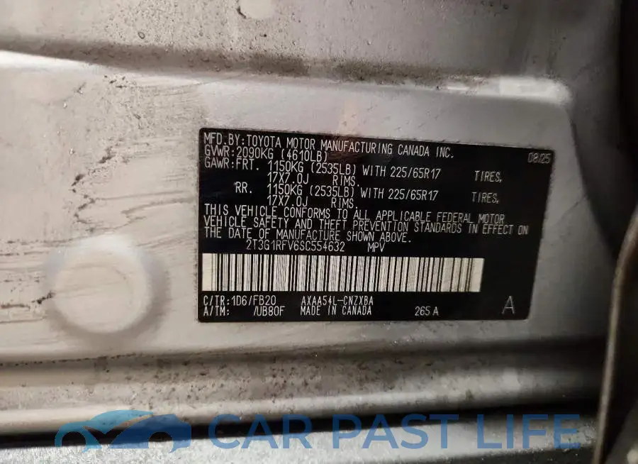 2T3G1RFV6SC554632# 13