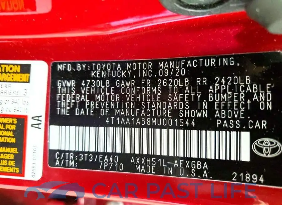 4T1AA1AB8MU001544# 12
