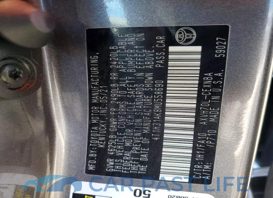4T1H31AK8MU558690# 12