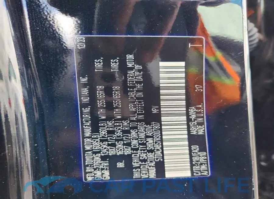 5TDACAB57RS007807# 13