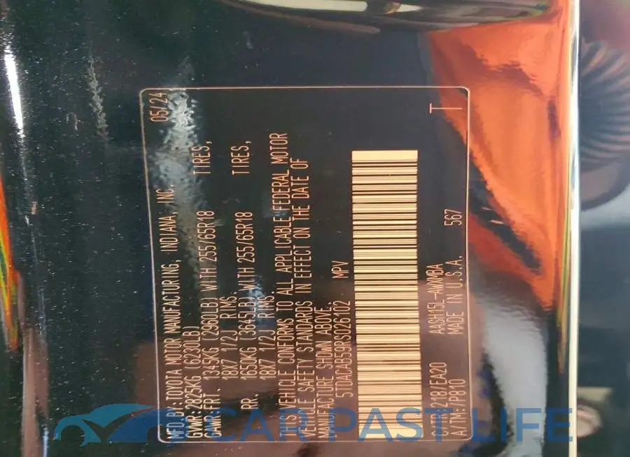 5TDACAB59RS026102# 13