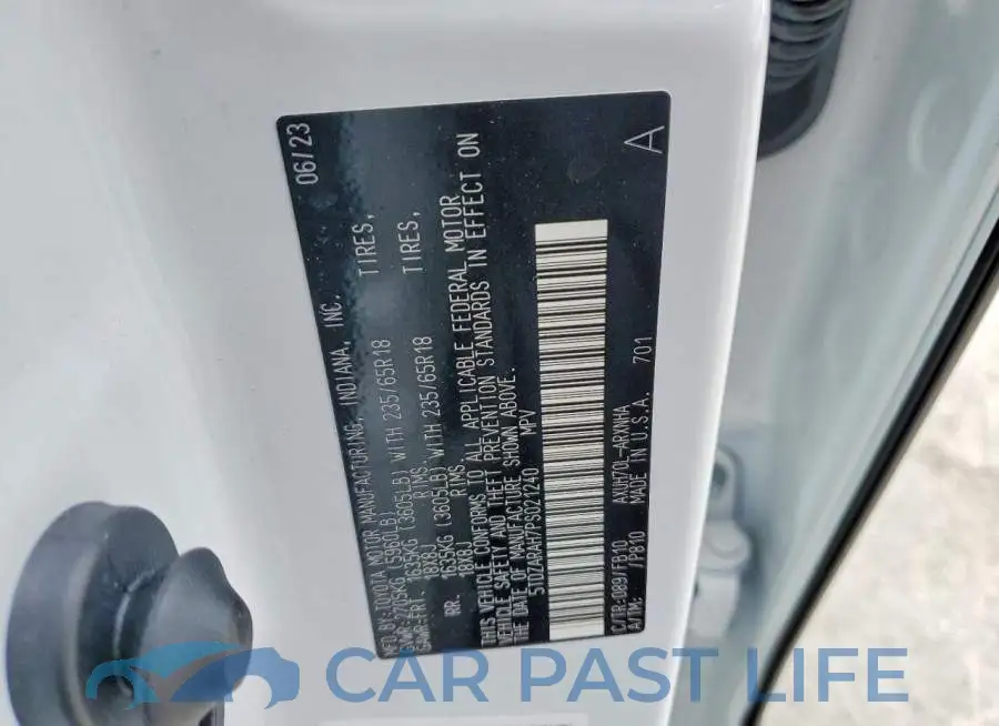 5TDZARAH7PS021240# 13
