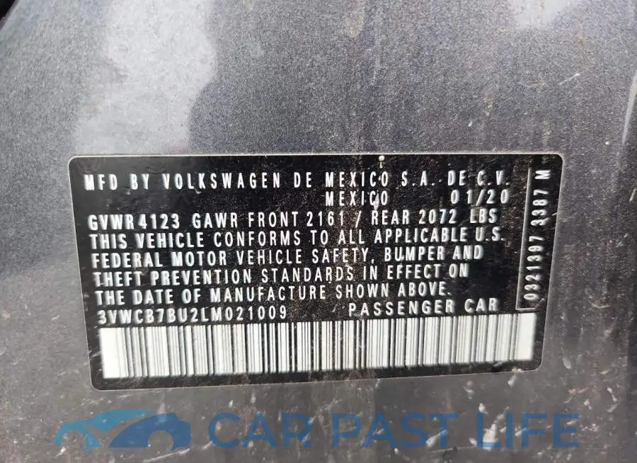 3VWCB7BU2LM021009# 12