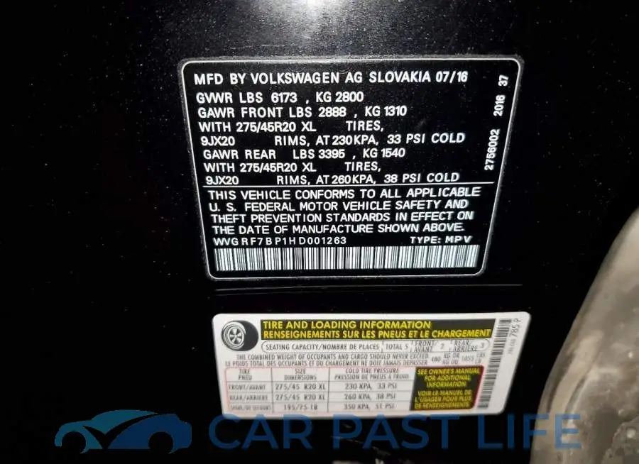 WVGRF7BP1HD001263# 13