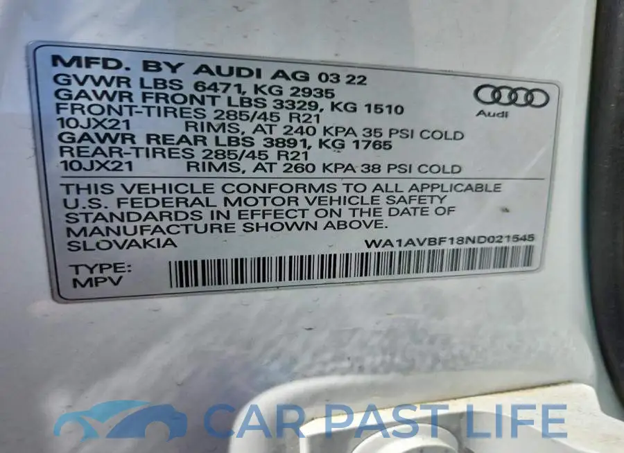 WA1AVBF18ND021545# 12