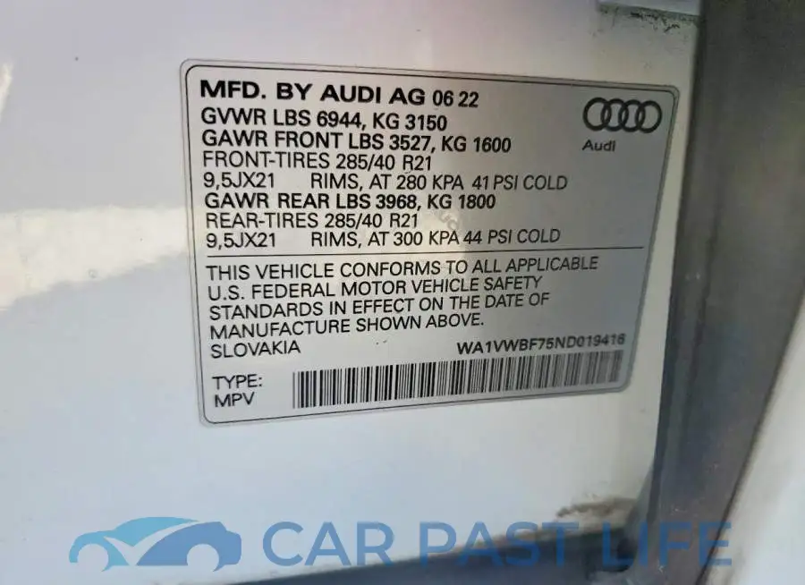 WA1VWBF75ND019416# 13