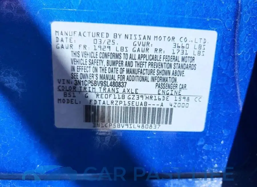 3N1CP5BV9SL480837# 13