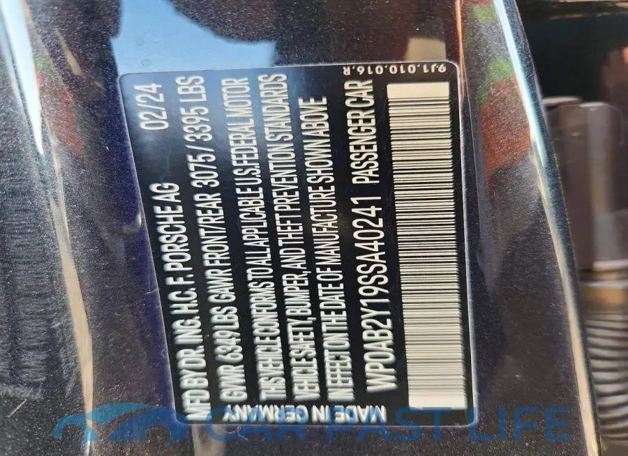 WP0AB2Y19SSA40241# 12