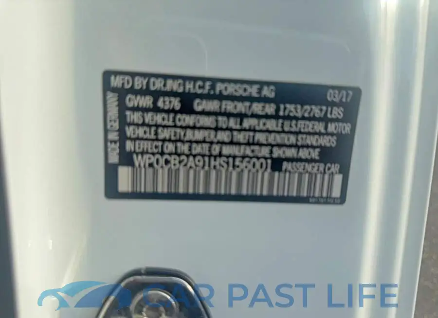 WP0CB2A91HS156001# 10