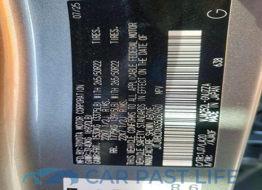 JTJVBCDX6S5060960# 12