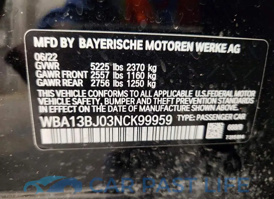 WBA13BJ03NCK99959# 12