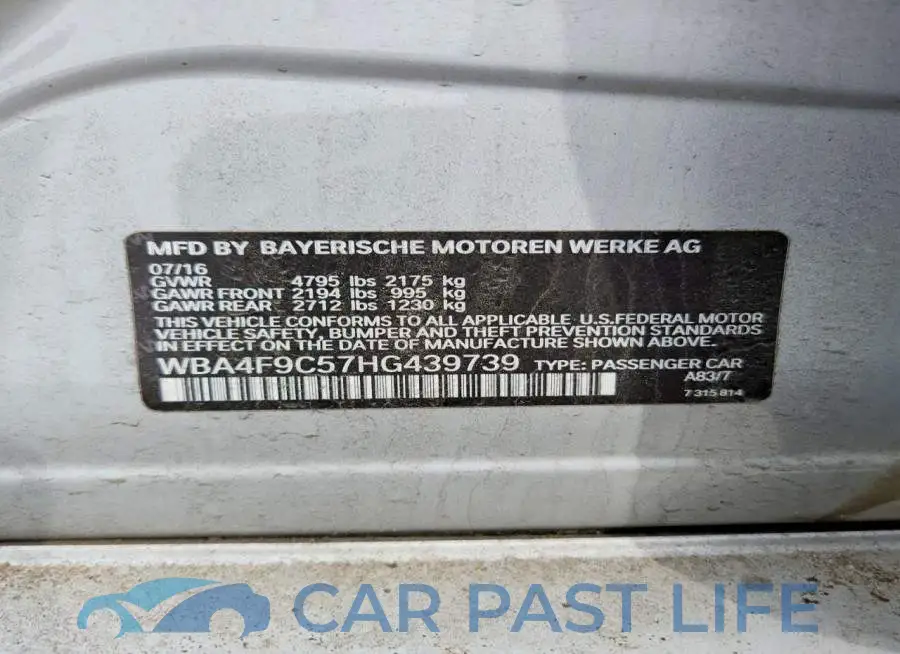 WBA4F9C57HG439739# 12
