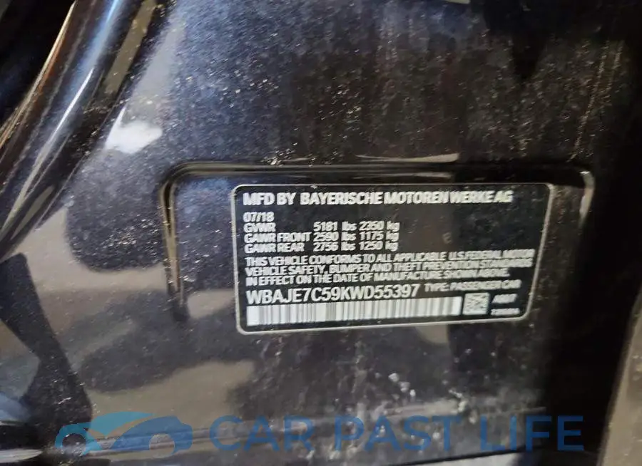 WBAJE7C59KWD55397# 12