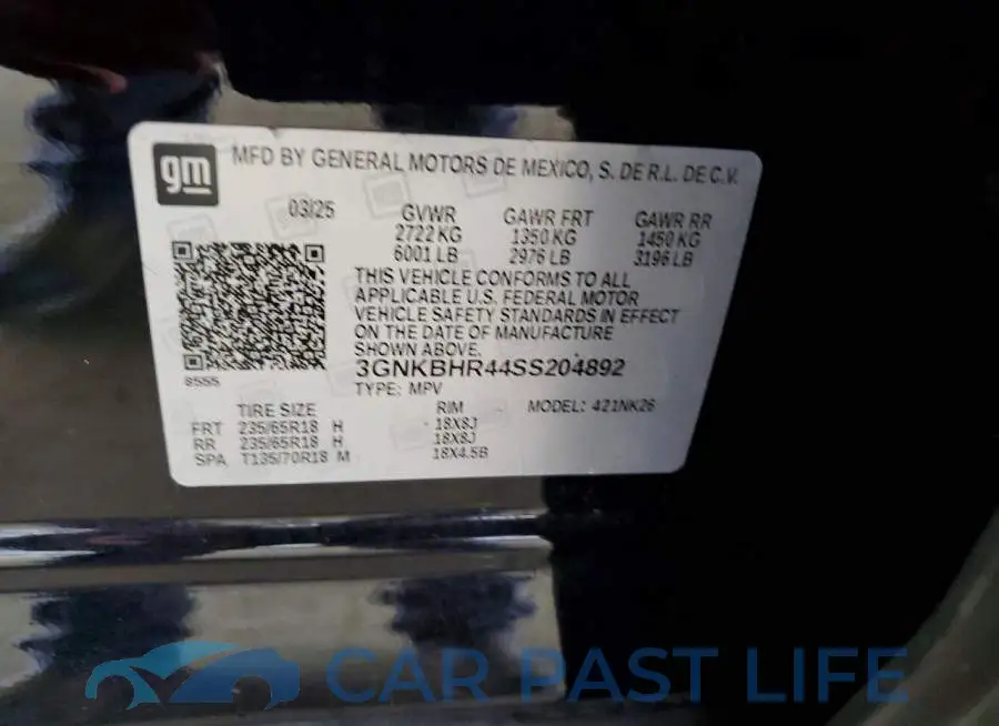 3GNKBHR44SS204892# 13