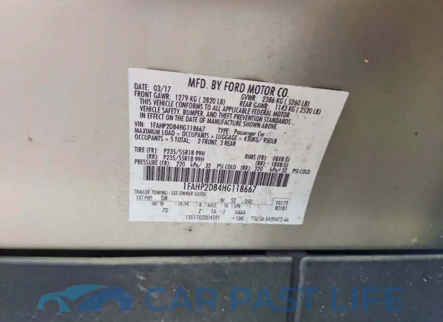 1FAHP2D84HG118667# 13