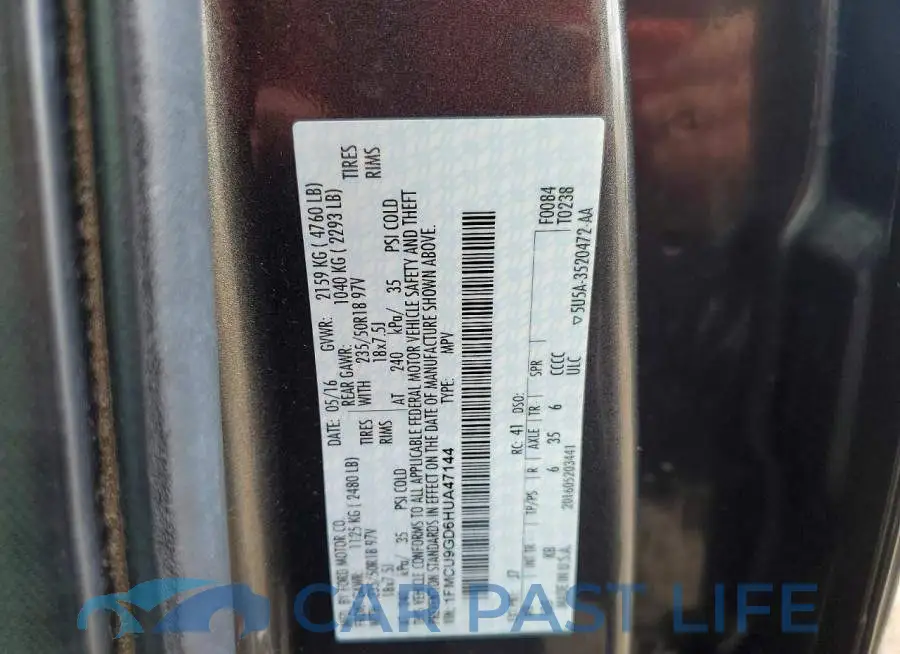1FMCU9GD6HUA47144# 12