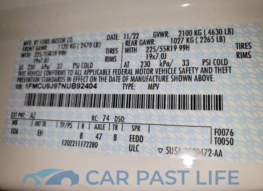 1FMCU9J97NUB92404# 13