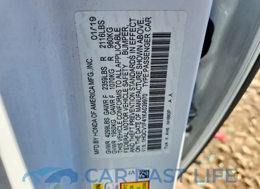 1HGCV1F41KA039970# 12
