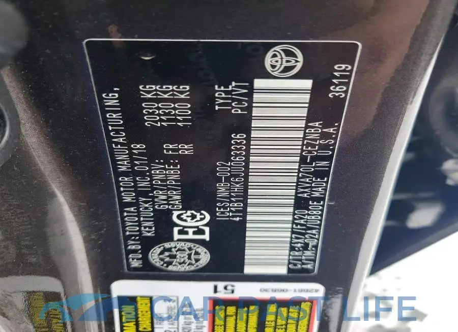 4T1B11HK6JU063336# 12