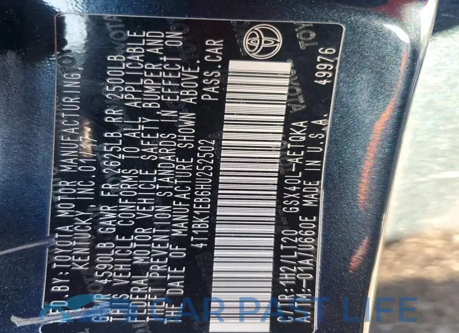 4T1BK1EB6HU252502# 12